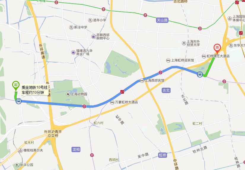 虹橋機場到虹橋賓館線路圖