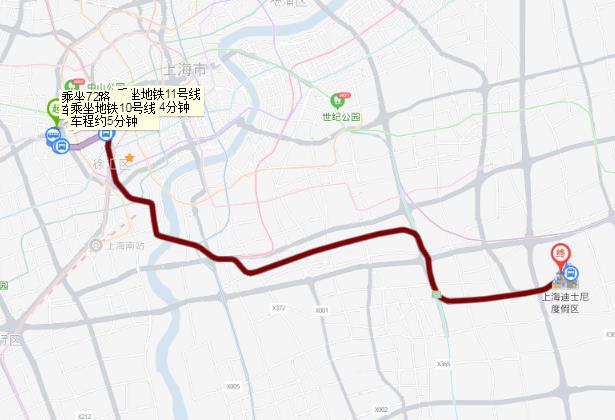 虹橋賓館到迪士尼線路