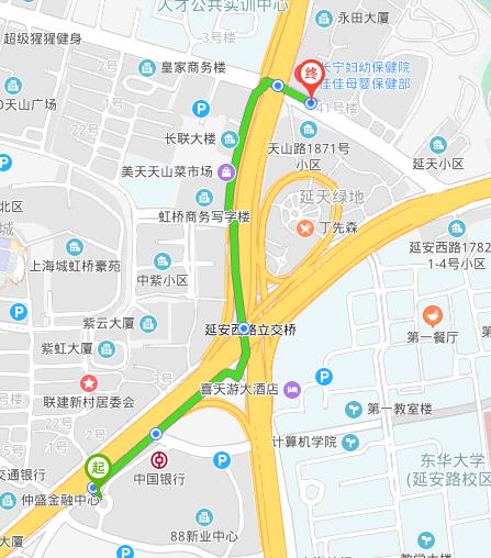 虹橋賓館到長寧婦幼保健院佳佳母嬰保健部
