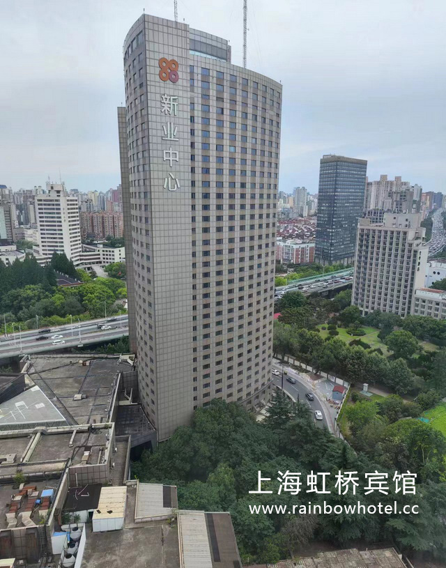 遠(yuǎn)處可看到延安路高架 原來的銀河賓館 